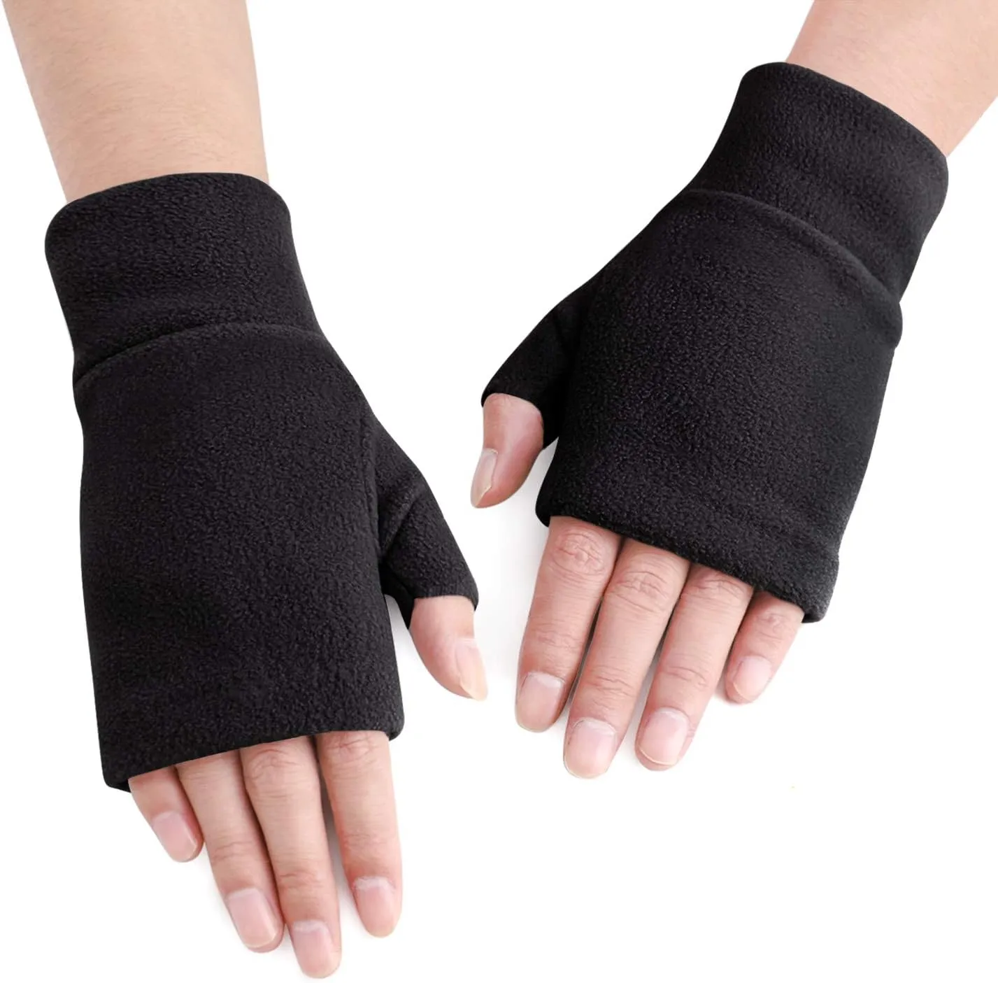 Women Men Fleece Fingerless Gloves Winter Warm Half Finger Gloves Half Mitten