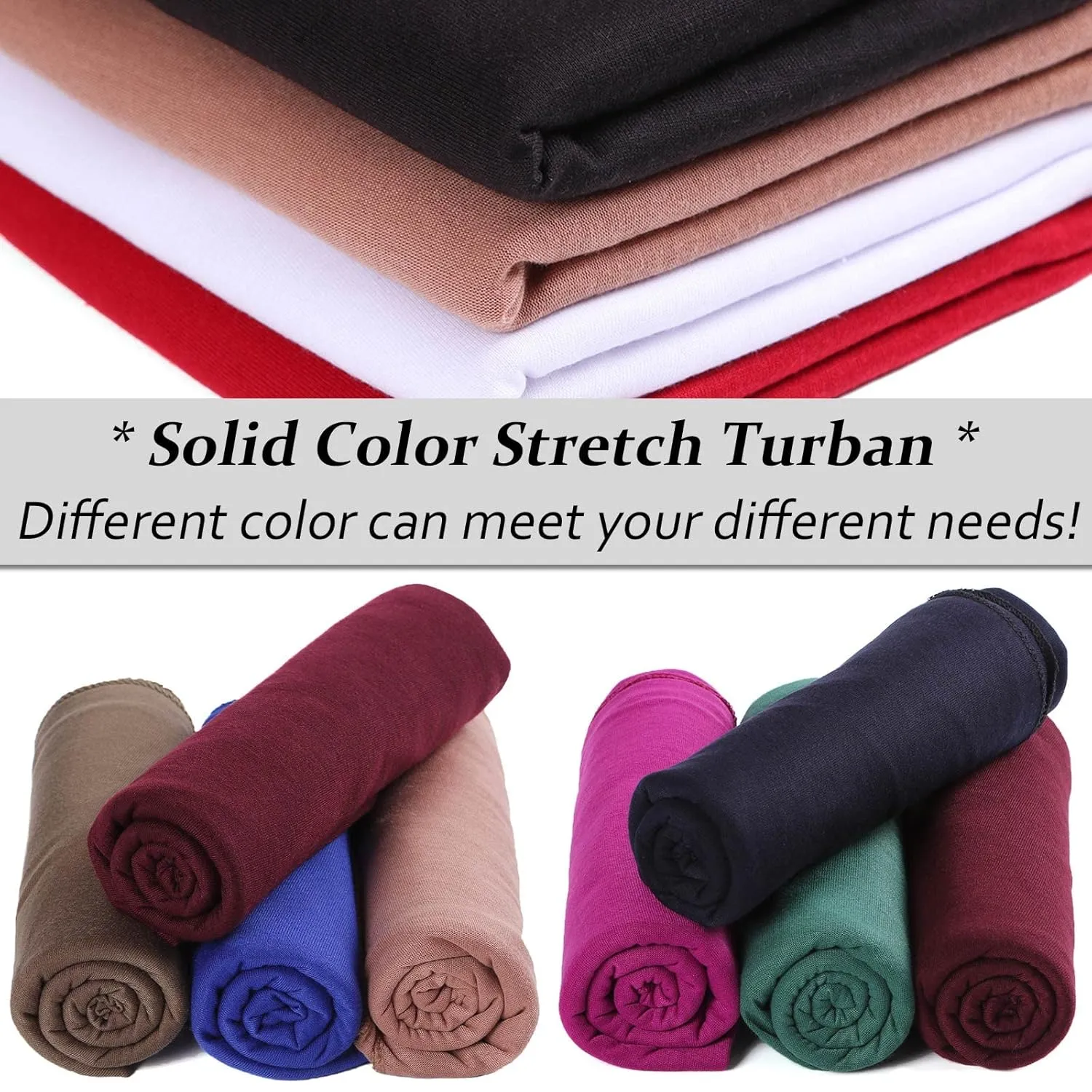XTREND 12 Pieces Stretch Head Wrap Jersey Turban Solid Color Bohemian Dye Headwraps African Fashion Headwear Headband Extra Long Hair Scarf Soft Breathable Turban Tie for Women 12 Colors