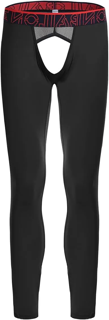 ZONBAILON Mens Thermal Underwear Front and Rear Openings Compression Pants Tights Winter Mens Base Layer Bottoms Leggings